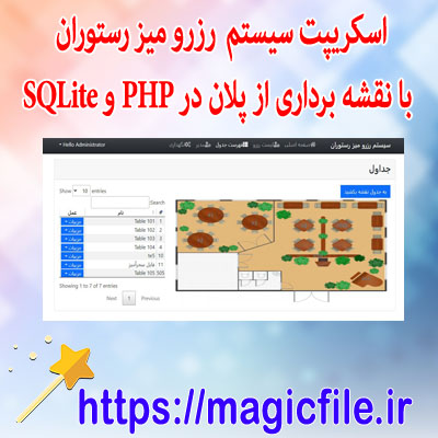 اسکریپت سیستم رزرو میز رستوران با نقشه برداری از پلان در PHP و کد منبع SQLite