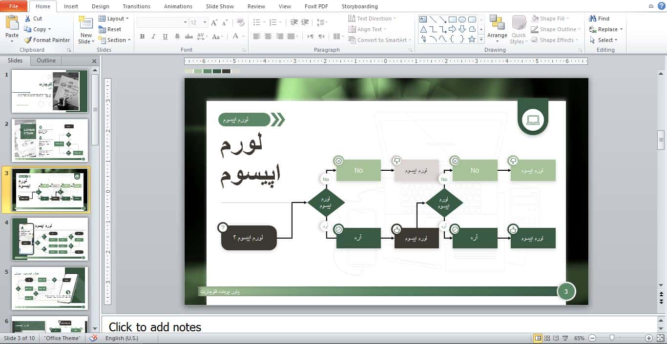 نمونه قالب تم پاورپوینت ppt در موضوع الگو فلوچارت 33