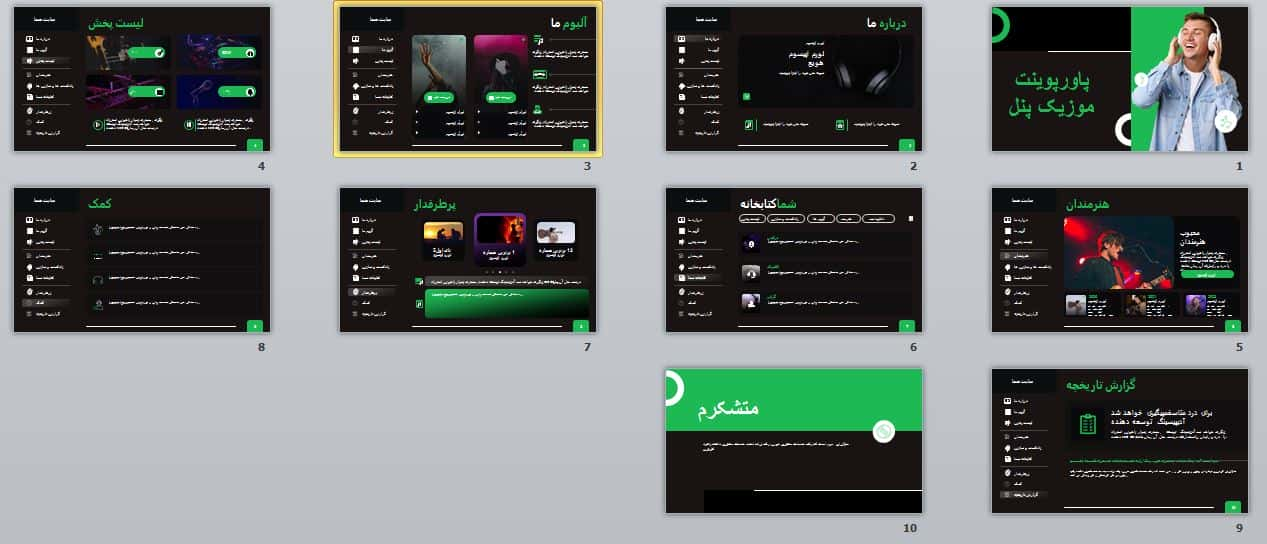 نمونه قالب تم پاورپوینت با موضوع Spotify 11