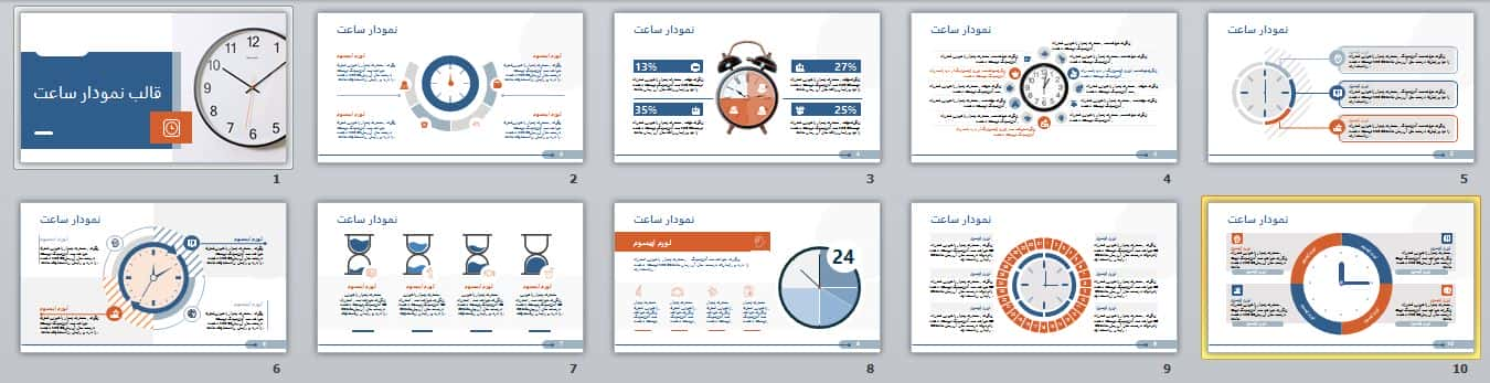 دانلود نمونه قالب تم پاورپوینت در موضوع زمان و ساعت 11