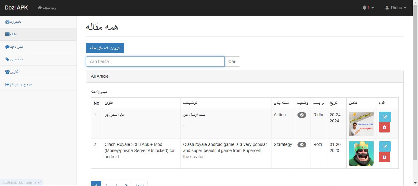 اسکریپت مقالات وبلاگی مبتنی بر وب PHP (Codeigniter) 363