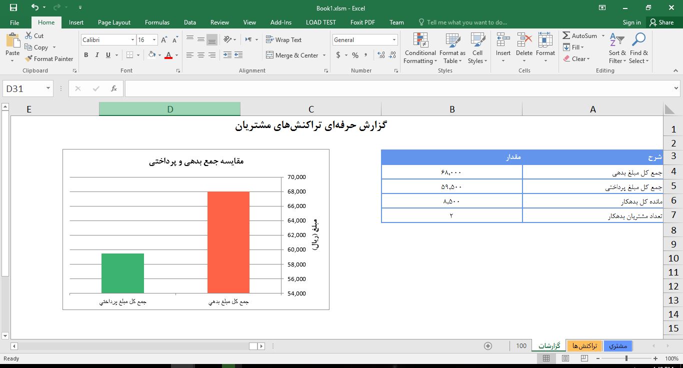 سیستم هوشمند مدیریت تراکنش مشتریان در اکسل 3453