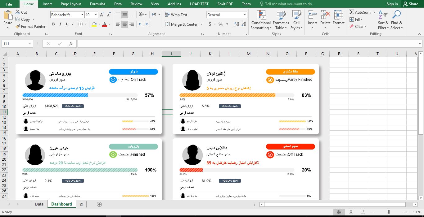 نمونه قالب آماده پیشخوان اکسل کارت ارزیابی کارکنان 634