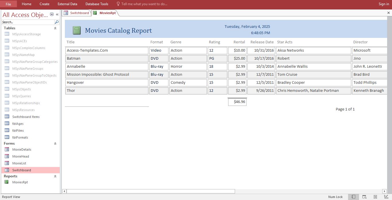 نمونه برنامه برای مدیریت آرشیو فیلم در اکسس 45643