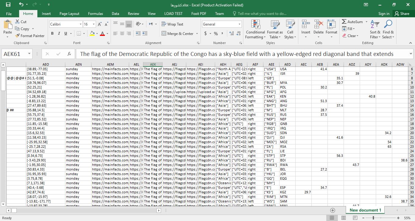 دیتابیس کامل کشورهای جهان با جزئیات پیشرفته (تا ۱۹۵ کشور) سه فرمت JSON, sqlite, Excel 23
