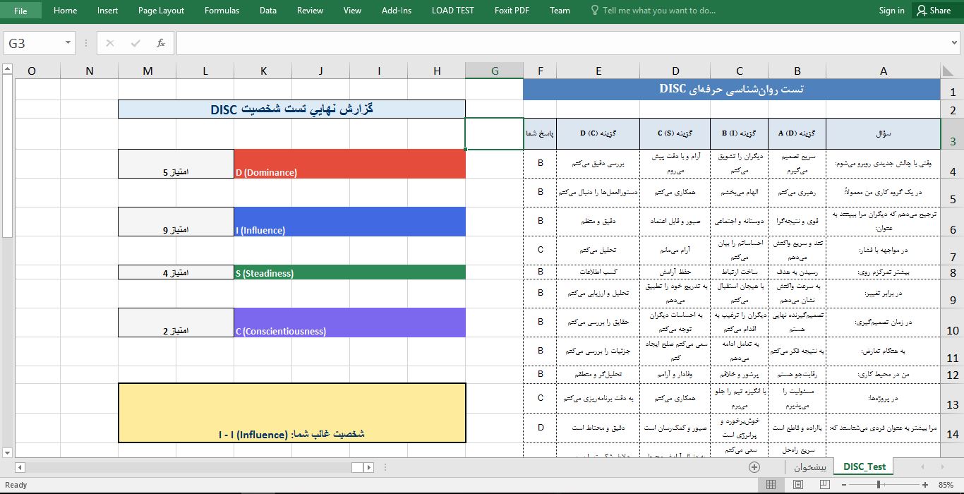برنامه برگه آزمون تست های شخصیت‌شناسی DISC 74564