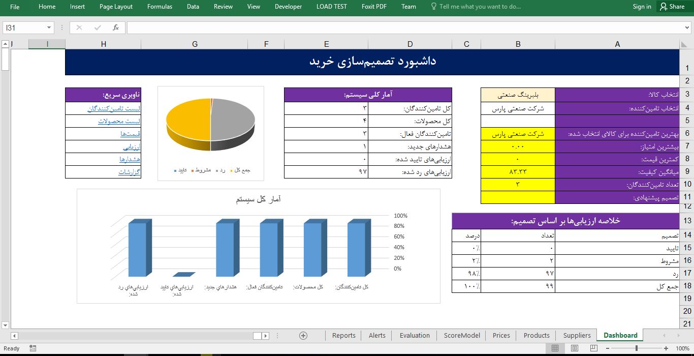 پیش‌نمایش تصویرفایل اکسل «سیستم ارزیابی و انتخاب تأمین‌کنندگان» 1