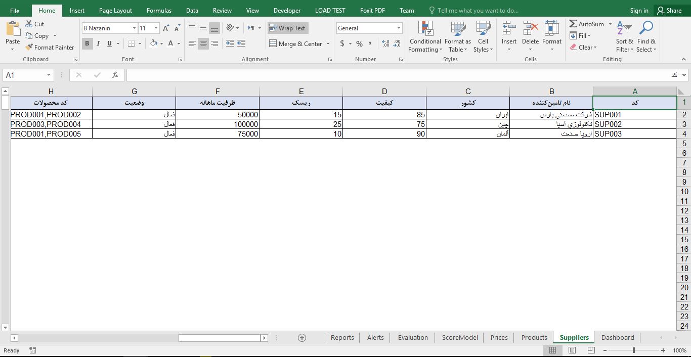 پیش‌نمایش تصویرفایل اکسل «سیستم ارزیابی و انتخاب تأمین‌کنندگان» 2