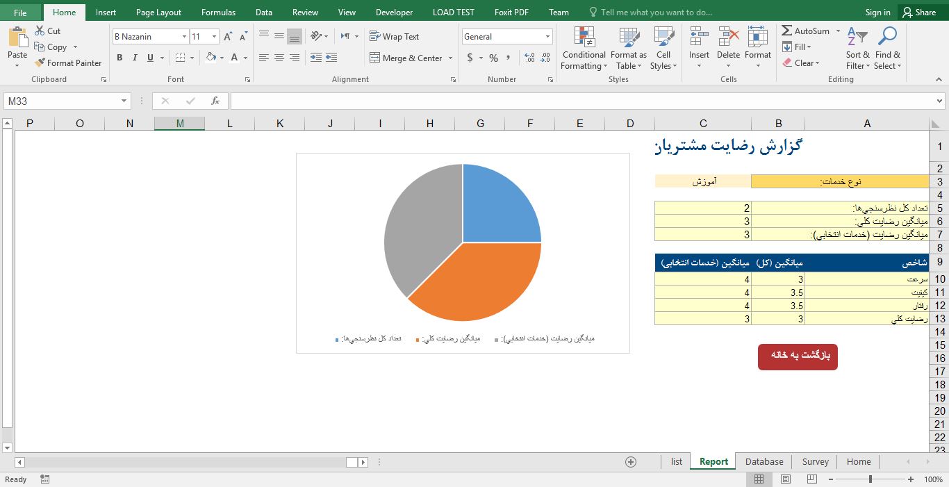 پیش‌نمایش تصویر فایل آماده سیستم ارزیابی رضایت مشتری در اکسل 3