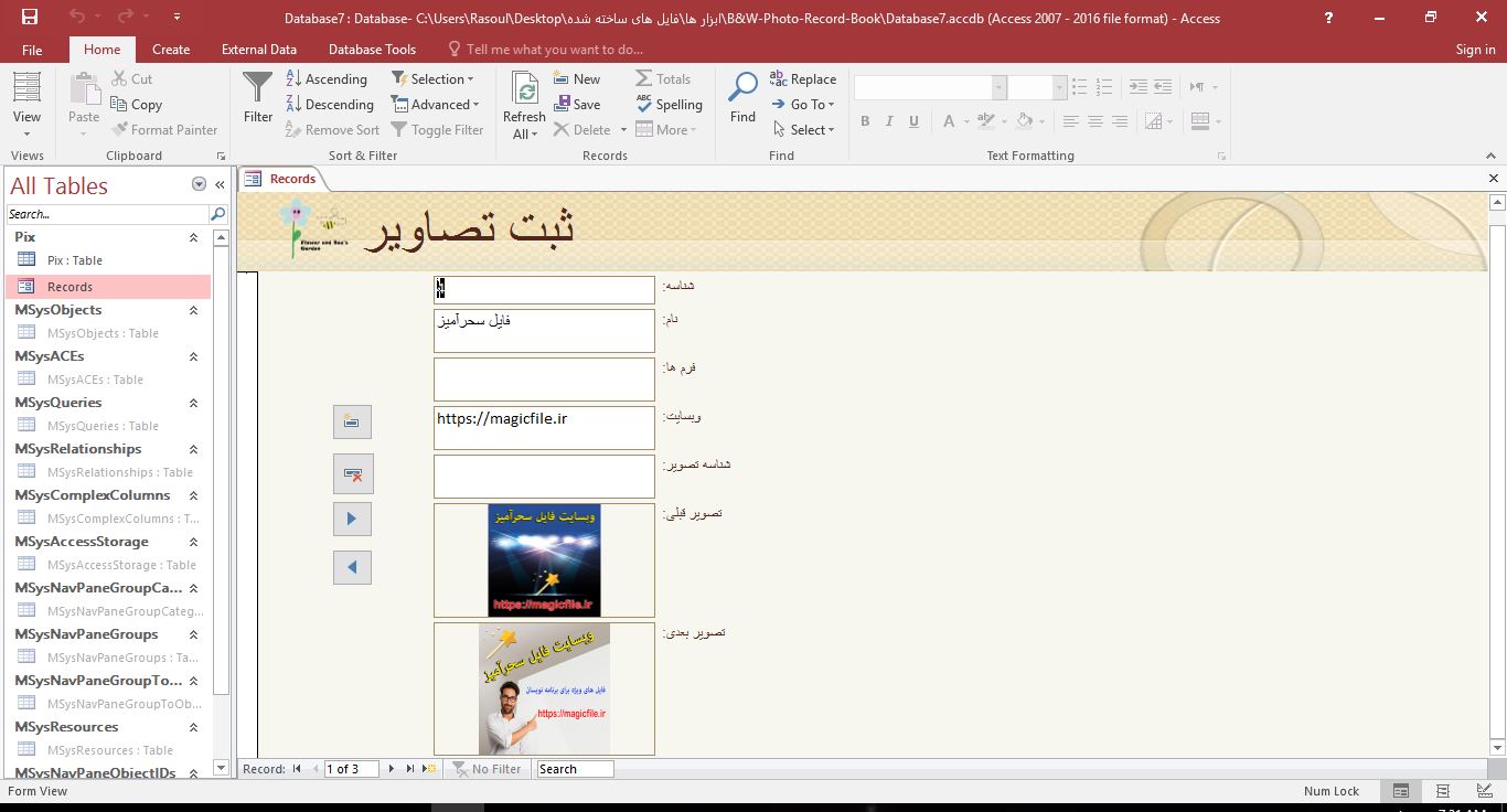 قالب آلبوم عکس در اکسس Access 435
