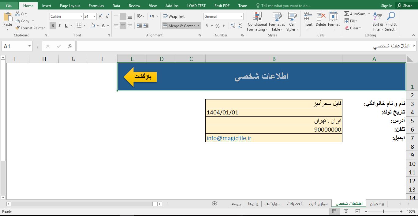 برنامه ماکروی ساخت رزومه حرفه‌ای در اکسل 7343