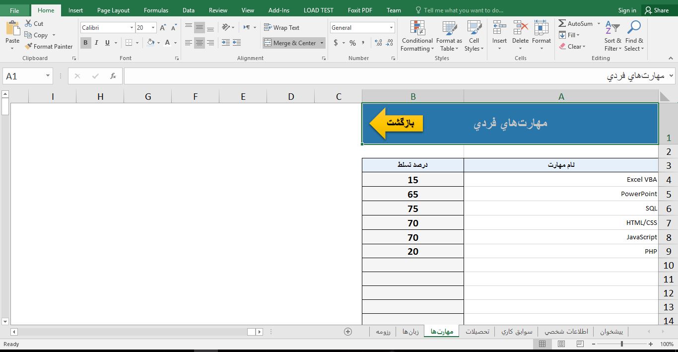 برنامه ماکروی ساخت رزومه حرفه‌ای در اکسل 8422